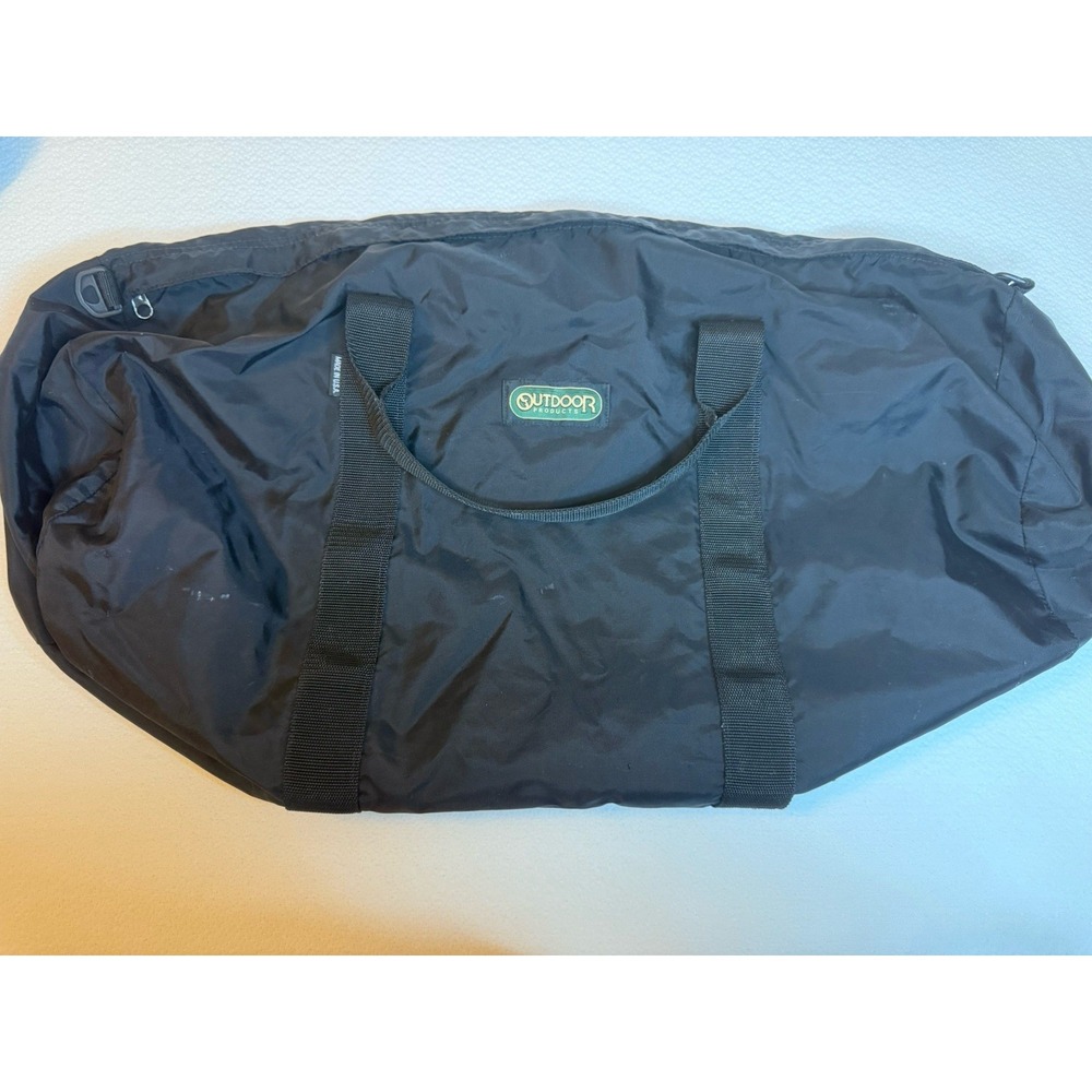 Vintage‎ Outdoor Products Black Nylon Duffel Bag Made in USA 36"x18" Gym Travel